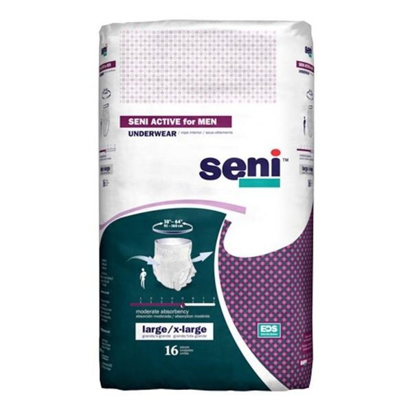 Seni Seni S-LX16-AM1 Active for Men Underwear; Large - Extra Large; Pack of 64 S-LX16-AM1
